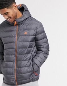 Серый пуховик с капюшоном adidas Outdoors