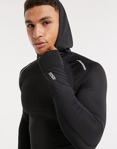 Обтягивающий лонгслив для бега с капюшоном ASOS 4505 Icon-Черный