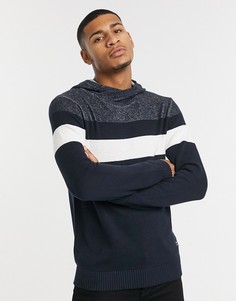 Вязаный джемпер с капюшоном Jack & Jones-Темно-синий