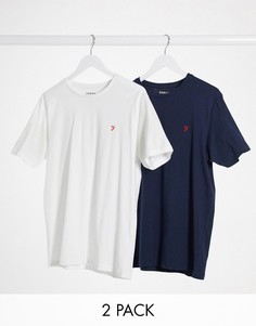 Набор из 2 футболок для дома темно-синего и белого цвета Farah-Мульти