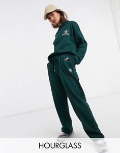 Темно-зеленый спортивный костюм с худи и джоггерами в стиле oversized с вышивкой "Take Care" ASOS DESIGN Hourglass
