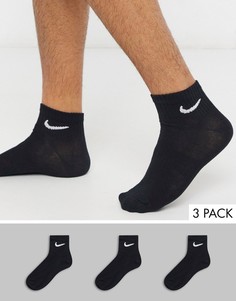 3 пары черных носков до щиколотки Nike Training-Черный цвет