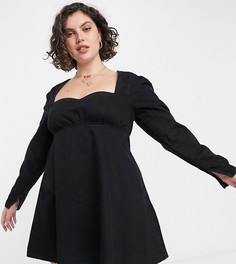 Черное джинсовое платье в стиле бэби-долл ASOS DESIGN Curve-Черный