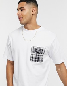 Белая футболка узкого кроя с контрастным карманом River Island-Белый