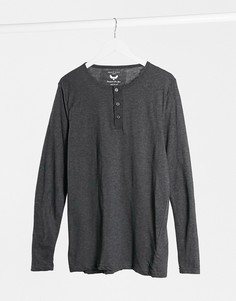 Темно-серый меланжевый лонгслив на пуговицах Brave Soul