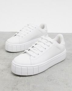 Белые кроссовки на плоской платформе со шнуровкой Schuh Mavis-Белый