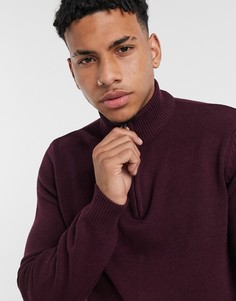 Вязаный джемпер из хлопка с воротником-стойкой и короткой молнией Brave Soul-Красный