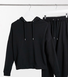 Худи и узкие джоггеры черного цвета из органического хлопка ASOS DESIGN Petite-Черный