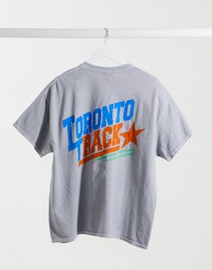 Серая oversized футболка с принтом "Toronto" New Look-Серый