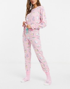 Пижамный комплект с принтом единорогов Chelsea Peers-Розовый