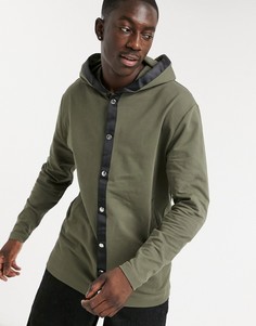 Удлиненная трикотажная куртка зеленого цвета в стиле oversized на кнопках ASOS DESIGN-Зеленый