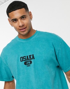 Зеленая oversized футболка с принтом "Osaka" New Look-Зеленый