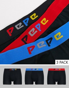 Набор из трех боксеров-брифов с синим и красным поясом Pepe Jeans Ned-Черный