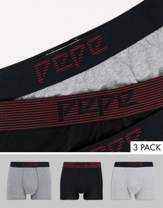 Набор из 3 боксеров-брифов в сером/черном цвете в полоску Pepe Jeans Herman-Серый