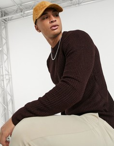 Темно-бордовый трикотажный джемпер Brave Soul-Светло-бежевый