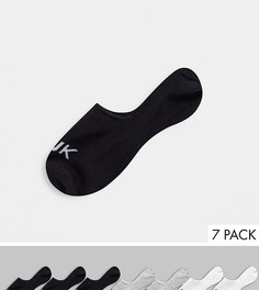 Набор из семи пар низких носков черного, белого и серого цвета French Connection-Черный