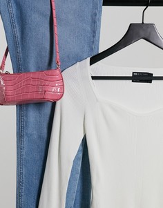 Кремовое трикотажное боди с вырезом сердечком ASOS DESIGN-Розовый