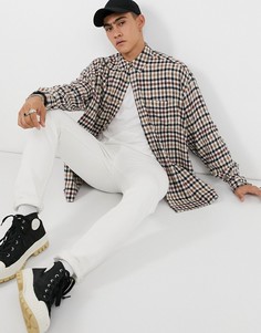 Рубашка в стиле super oversized в крупную коричневую клетку с асимметричным низом ASOS DESIGN-Коричневый