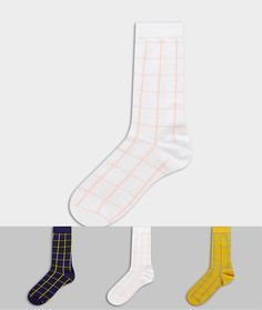 Набор из 3 пар коротких носков в клетку пастельных тонов ASOS DESIGN-Многоцветный