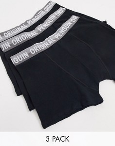 Набор из 3 черных однотонных боксеров Original Penguin-Черный