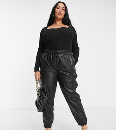 Черное трикотажное боди с вырезом сердечком ASOS DESIGN Curve-Черный