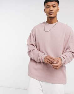 Пыльно-розовый лонгслив в стиле oversized из плотного материала с вафельной фактурой ASOS DESIGN
