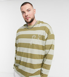 Oversized-лонгслив в полоску с вышивкой на груди ASOS DESIGN Plus-Многоцветный