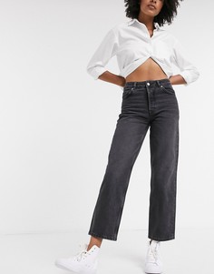 Выбеленные серые прямые джинсы из органического хлопка Selected Femme-Серый