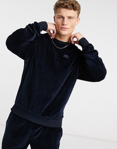 Темно-синий велюровый свитшот River Island