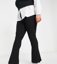 Черные расклешенные брюки в рубчик ASOS DESIGN Curve-Черный цвет
