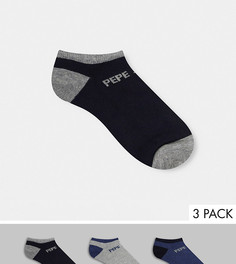 Набор из трех пар носков под кроссовки серого и темно-синего цвета Pepe Jeans Anthony-Темно-синий