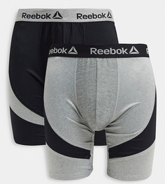 Набор из двух черных/серых удлиненных боксеров-брифов Reebok-Многоцветный