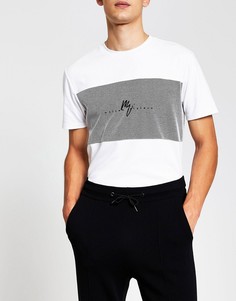 Белая с черным футболка узкого кроя River Island Maison-Черный