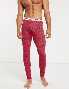Пижамные леггинсы в новогоднем стиле с узором Фэйр-Айл ASOS DESIGN-Красный