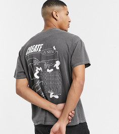 Серая окрашенная oversized-футболка с принтом на спине "Create" New Look-Серый