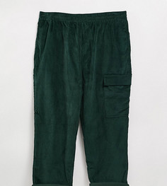 Темно-зеленые укороченные вельветовые брюки свободного кроя ASOS DESIGN Plus-Зеленый цвет
