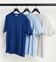 Набор из трех свободных футболок серого и синего цвета Another Influence Tall-Многоцветный