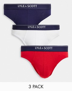 Комплект из трех трусов-боксеров с контрастным темно-синим поясом Lyle & Scott-Темно-синий