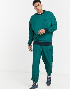 Выбеленные сине-зеленые джоггеры в стиле oversized с вышивкой и петлевой изнанкой ASOS Actual (от комплекта)-Зеленый цвет