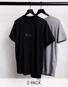 Набор из двух футболок черного и серого цвета с логотипом Mennace-Серый