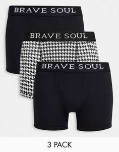Набор из 3 боксеров в клетку Brave Soul-Черный цвет