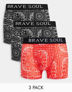 Набор из 3 боксеров с принтом пейсли Brave Soul-Многоцветный