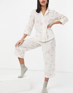 Разноцветная пижама с брюками капри и рубашкой с лацканами с цветочным принтом Lauren by Ralph Lauren-Многоцветный