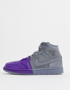 Сине-серые кроссовки в стиле колор-блок Air Jordan 1-Голубой