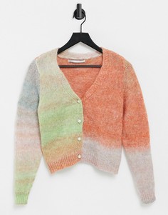 Вязаный кардиган розового и зеленого цвета с эффектом омбре Only-Многоцветный