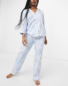 Сатиновая пижама с лацканами и узором пейсли Lauren by Ralph Lauren-Многоцветный