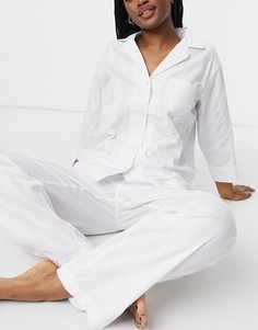 Белая пижама в полоску из хлопка Lauren by Ralph Lauren-Белый