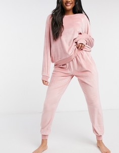 Розовая пижама из свитшота с длинными рукавами и джоггеров Chelsea Peers-Розовый цвет