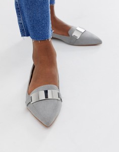 Серые балетки с острым носком ASOS DESIGN Leonie-Серый