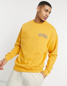 Oversized-свитшот горчичного цвета с вышитым логотипом ASOS Actual-Желтый